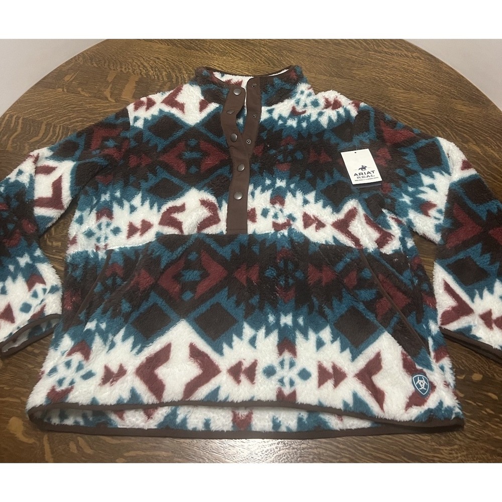 Ariat R.E.A.L. Berber Snap Front Sweatshirt Aztec Womens 2X